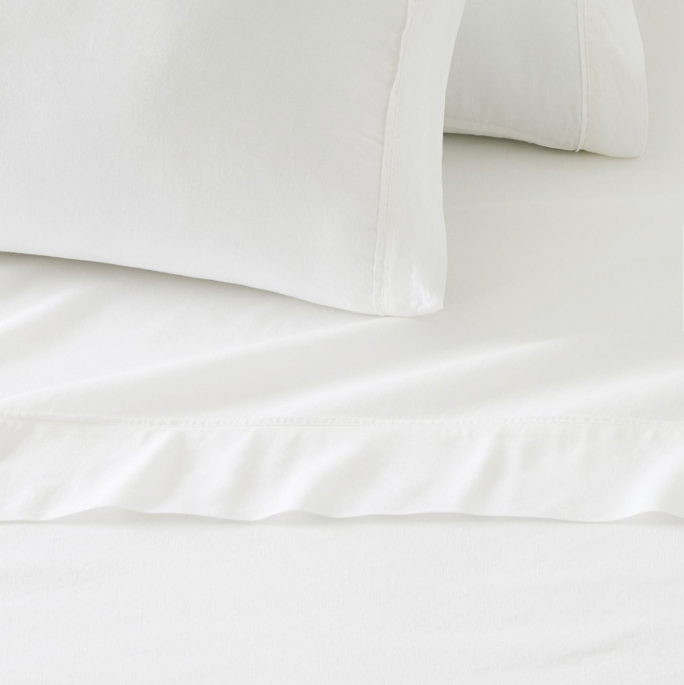 West Elm Signature TENCELtm Linen Sheet Set, King ,White, Retail Price $299.00US - Picture 2 of 16